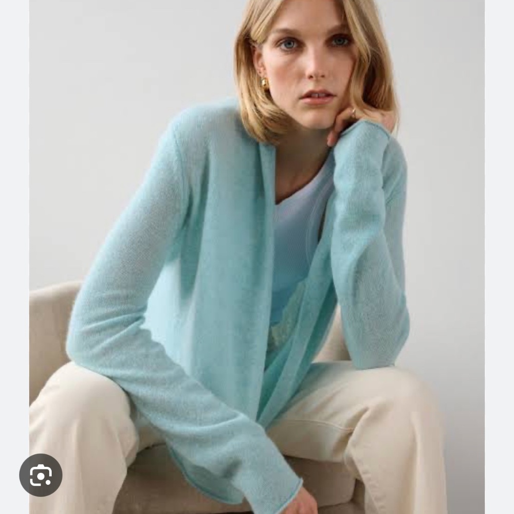 White and Warren cropped trapeze cardigan 🩷*dusty blue*